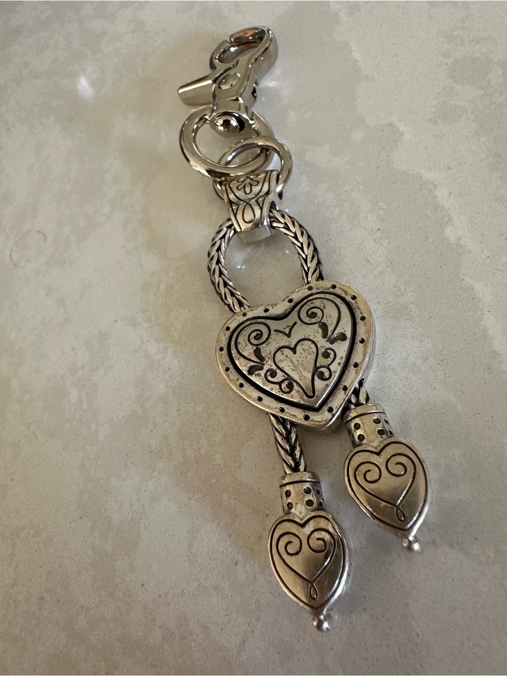 Brighton Silver Heart Dangle Key Chain Charm